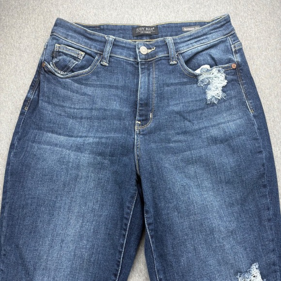 Judy Blue Jeans Womens 7/28 Boyfriend Fit Distressed Medium Wash Comfort Stretch - Picture 2 of 15